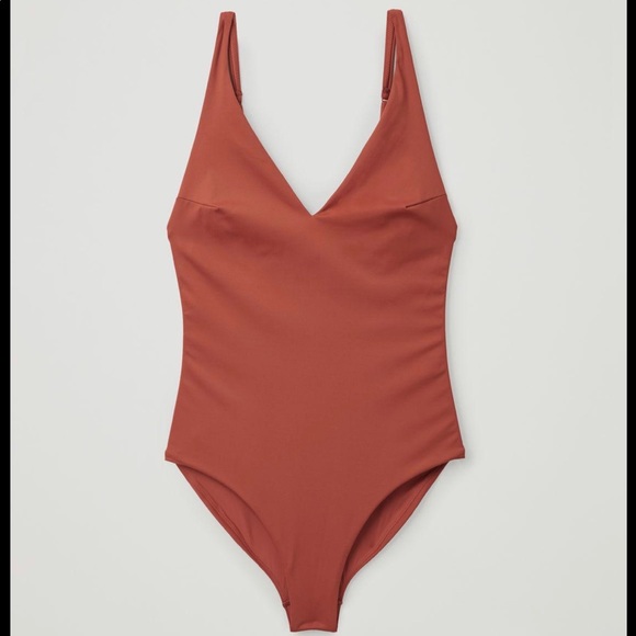 COS v-neck swimsuit in terracotta | NWT - Picture 1 of 9